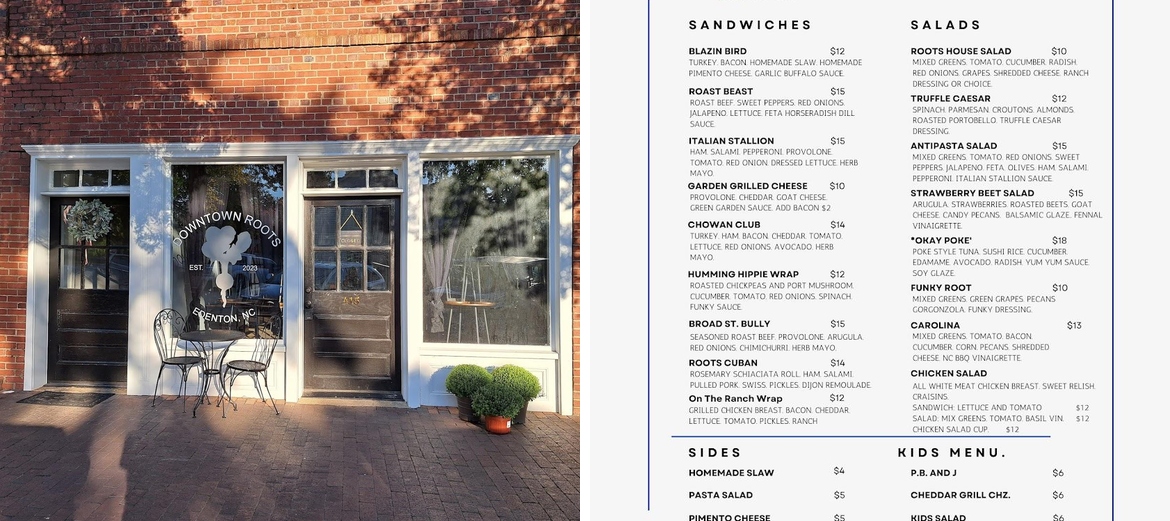 Downtown Roots Menu